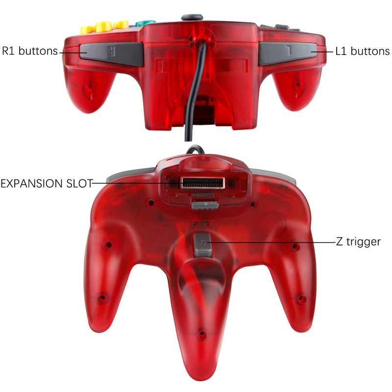 ZeroStory Classic N64 Controller, Wired N64 Controller Upgraded Joystick for N64 Video Game Console (Transparent Red and Transparent Blue) - Image 3